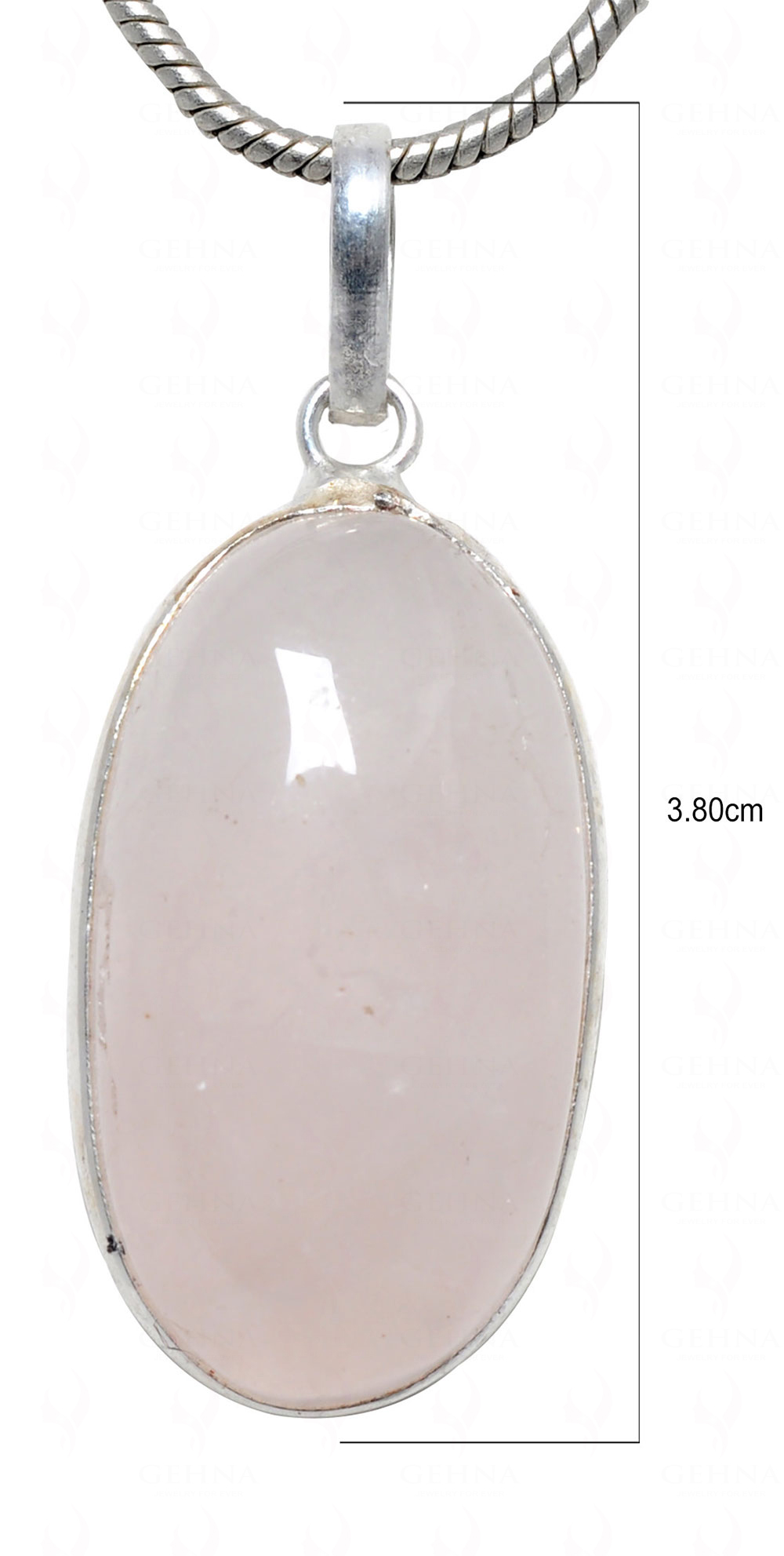 Rose Quartz Oval Shape Stone Studded Silver Plated Pendant GP4591