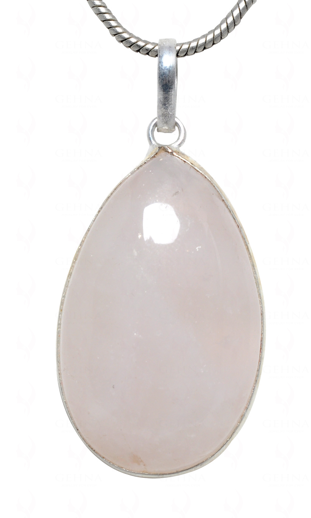 Rose Quartz Pear Shape Stone Studded Silver Plated Pendant GP4592
