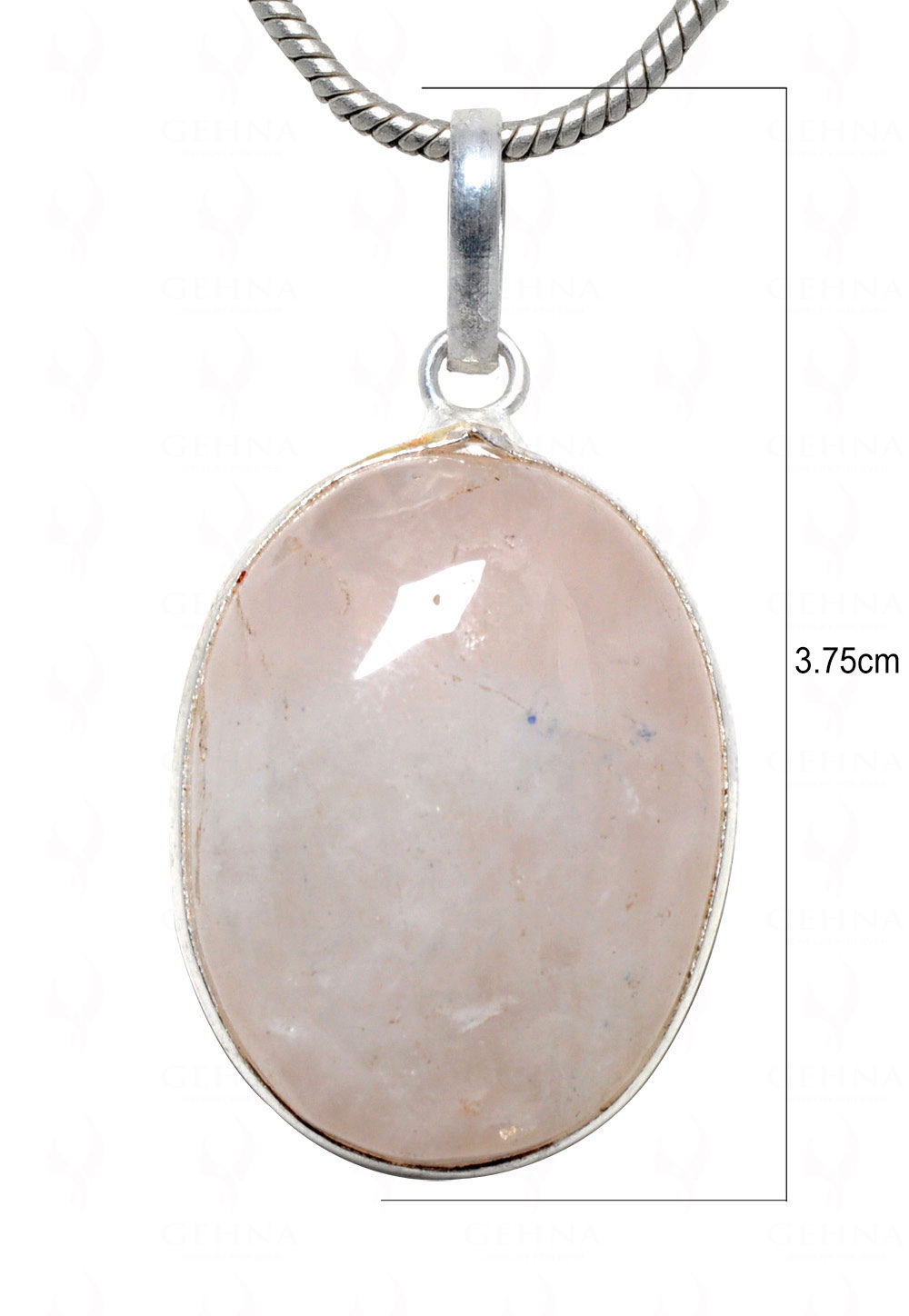 Rose Quartz Oval Shape Stone Studded Silver Plated Pendant GP4593