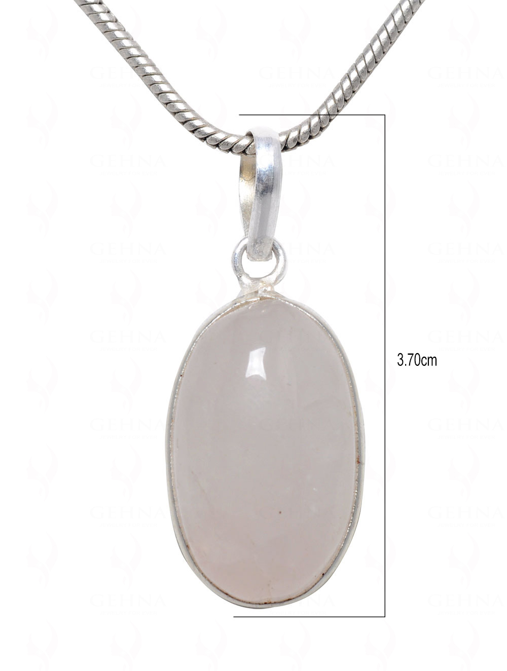 Rose Quartz Oval Shape Stone Studded Silver Plated Pendant GP4594