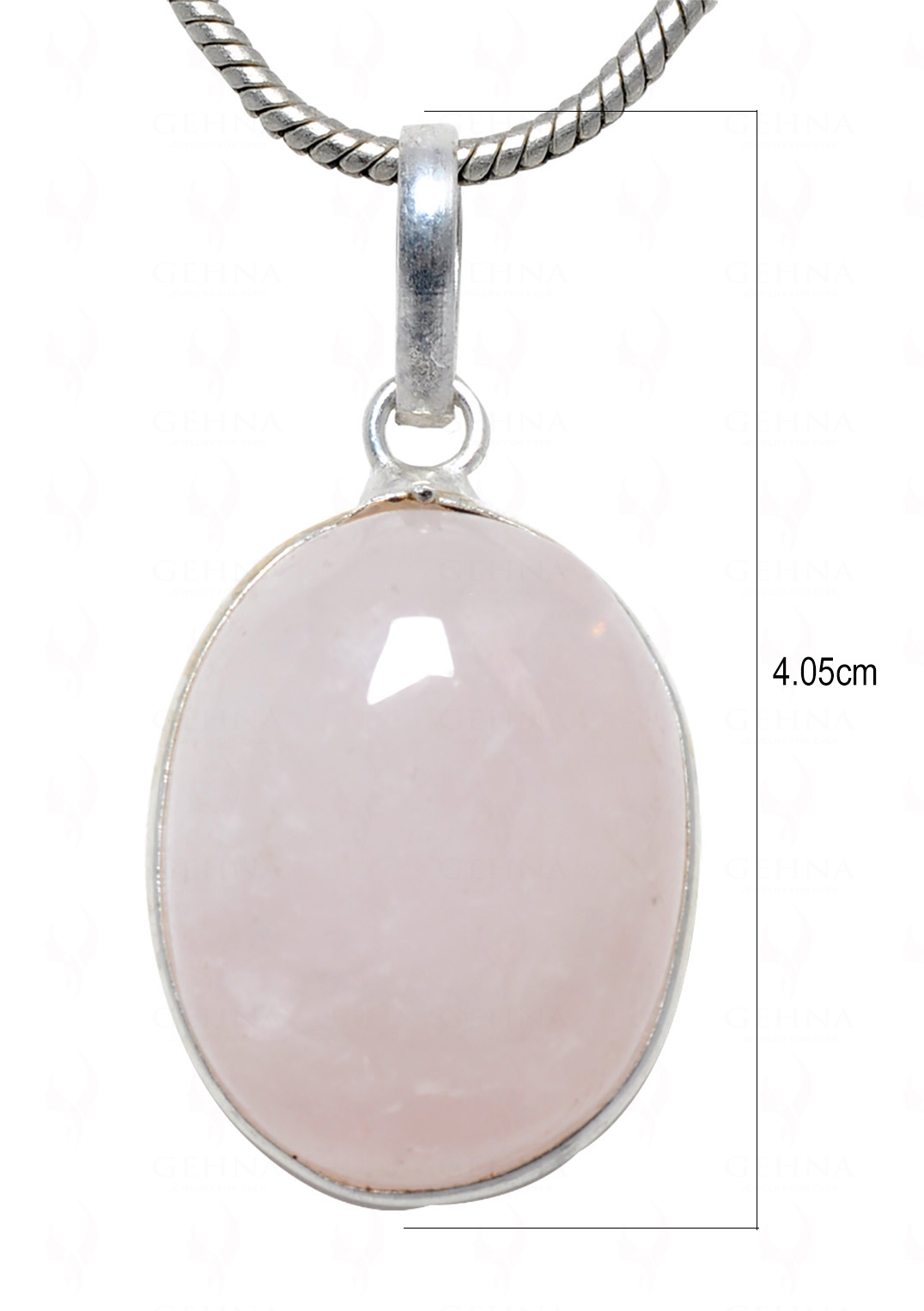 Rose Quartz Oval Shape Stone Studded Silver Plated Pendant GP4598