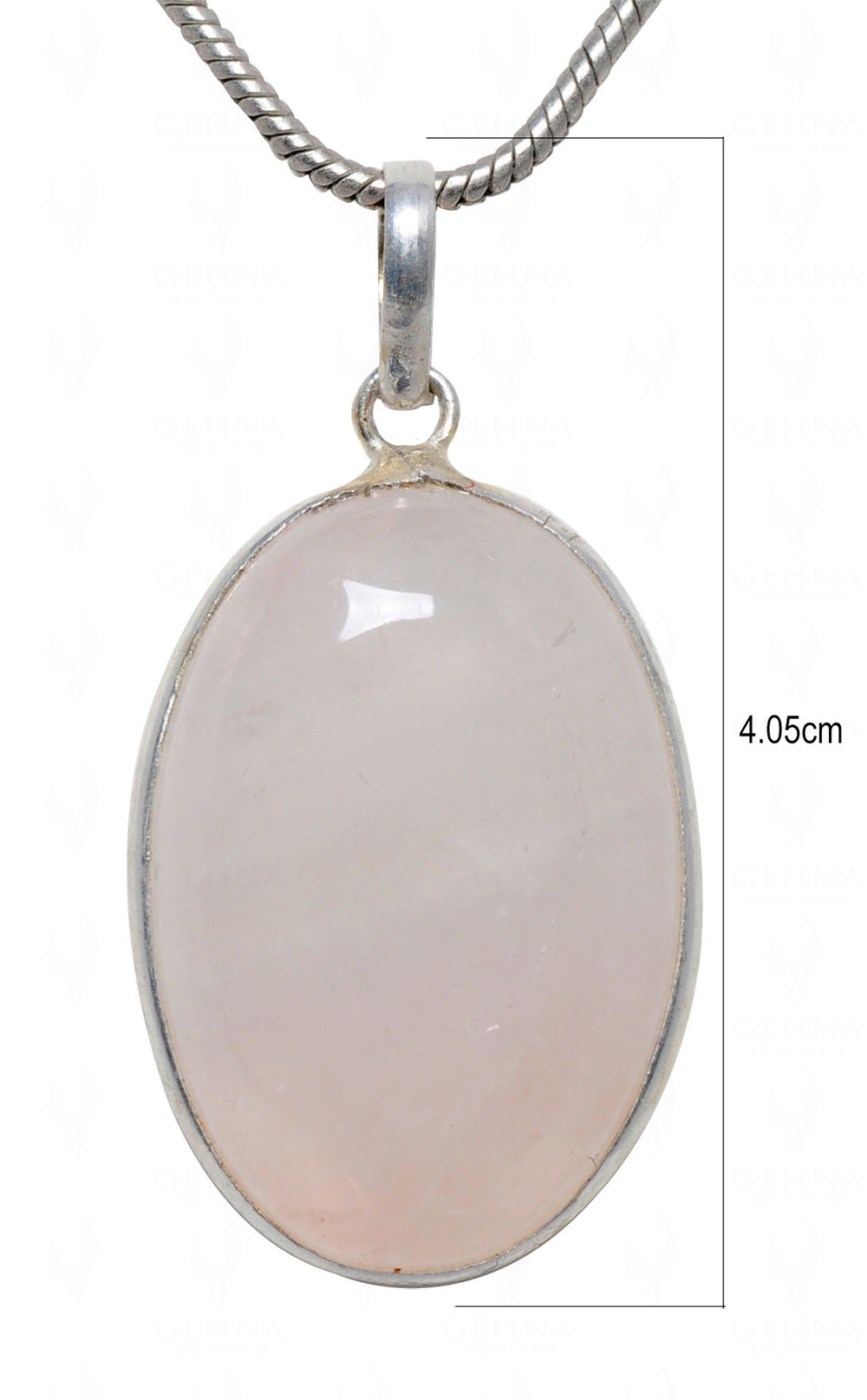 Rose Quartz Oval Shape Stone Studded Silver Plated Pendant GP4601
