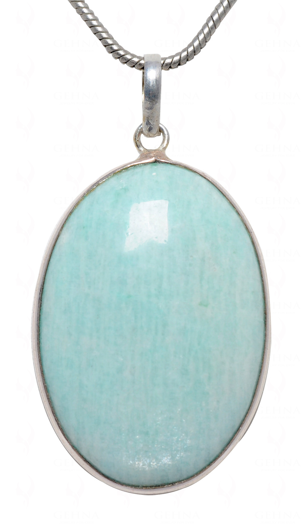 Green Aventurine Oval Shape Stone Studded Silver Plated Pendant GP4602