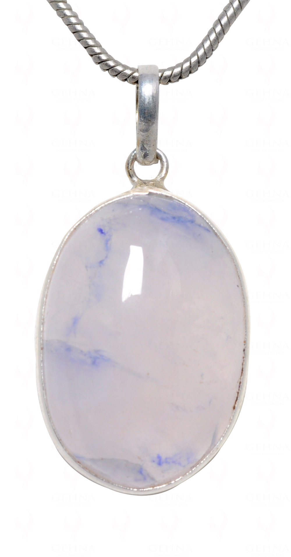 Rose Quartz Oval Shape Stone Studded Silver Plated Pendant GP4603