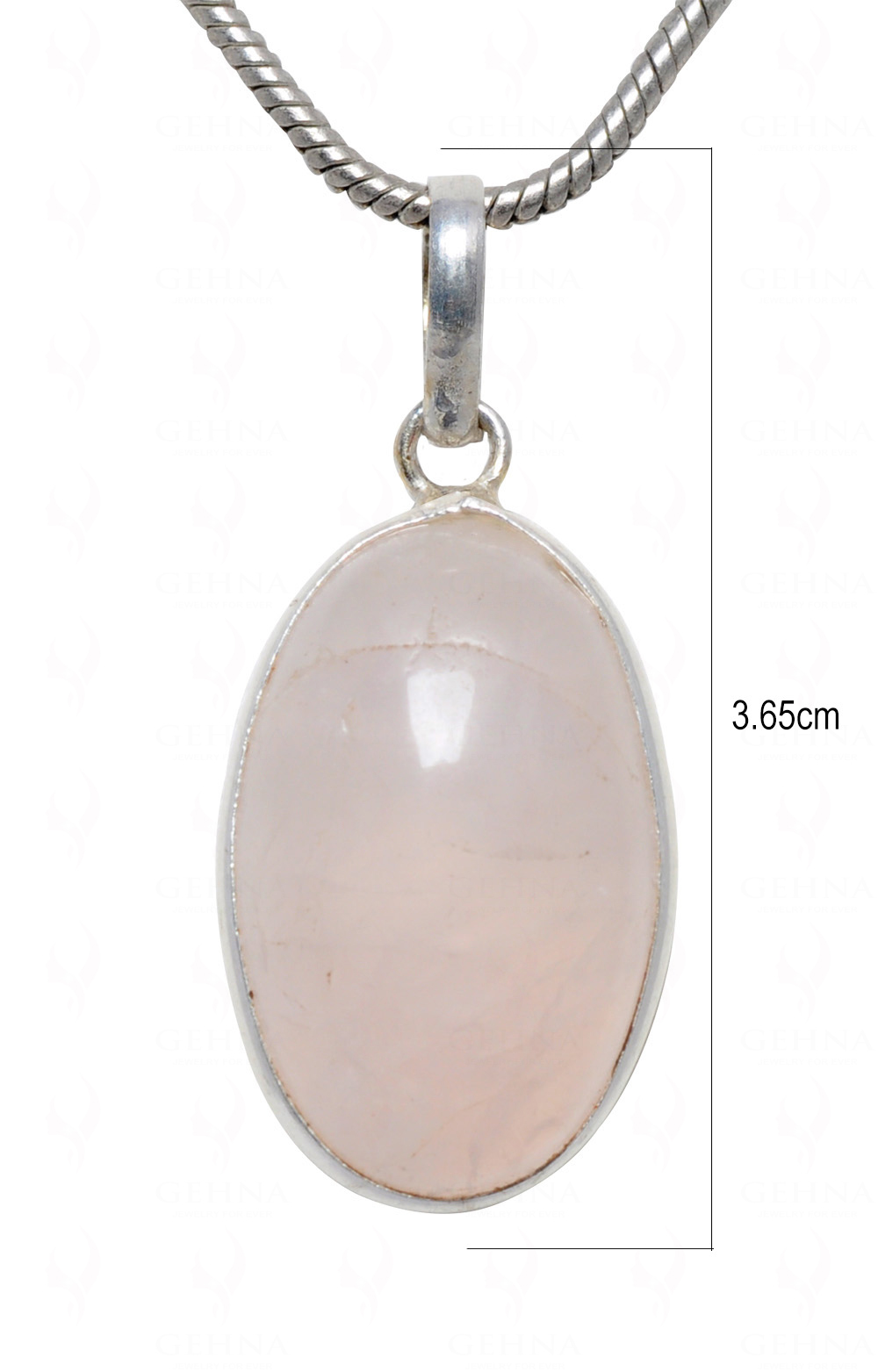 Rose Quartz Oval Shape Stone Studded Silver Plated Pendant GP4604