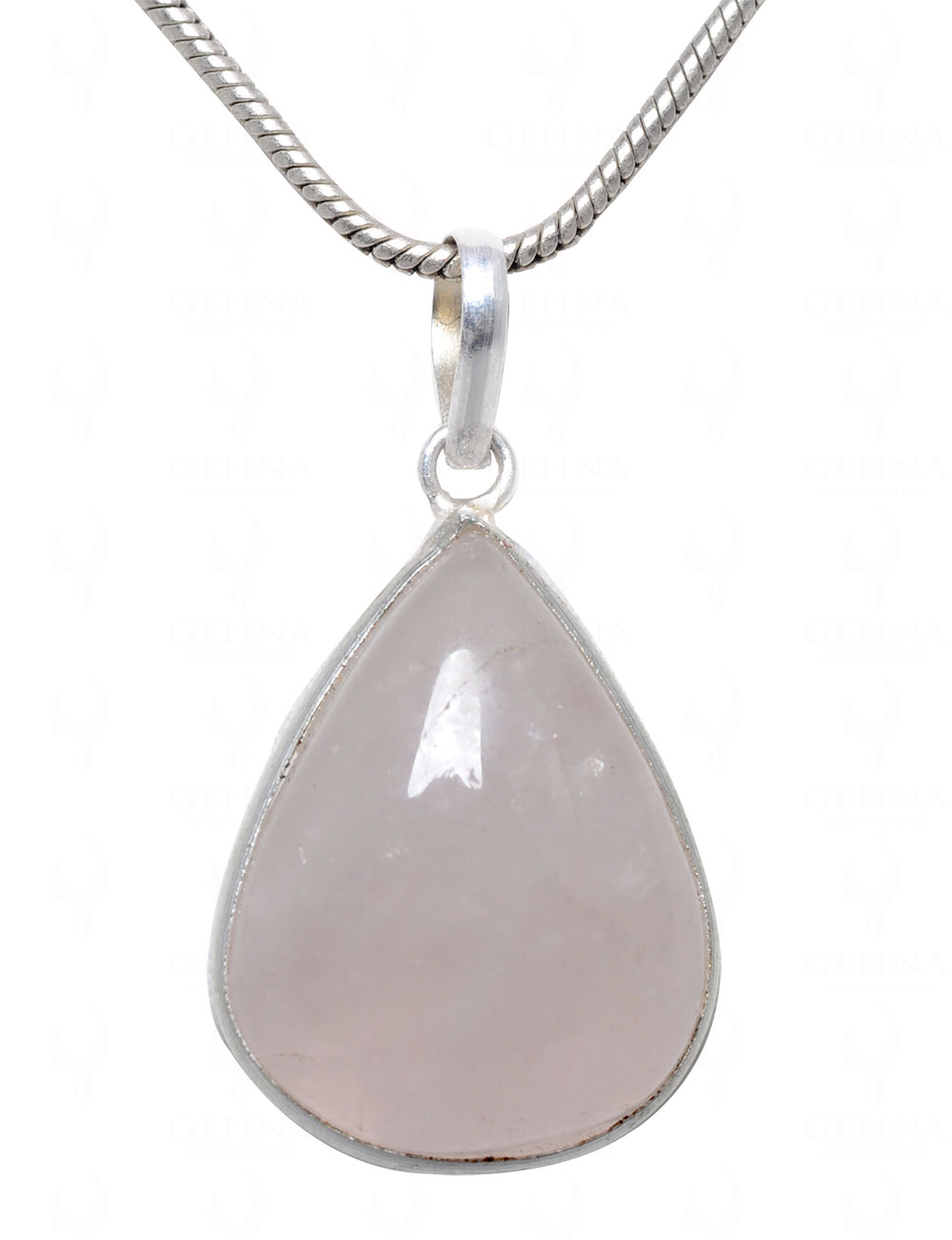 Rose Quartz Pear Shape Stone Studded Silver Plated Pendant GP4606