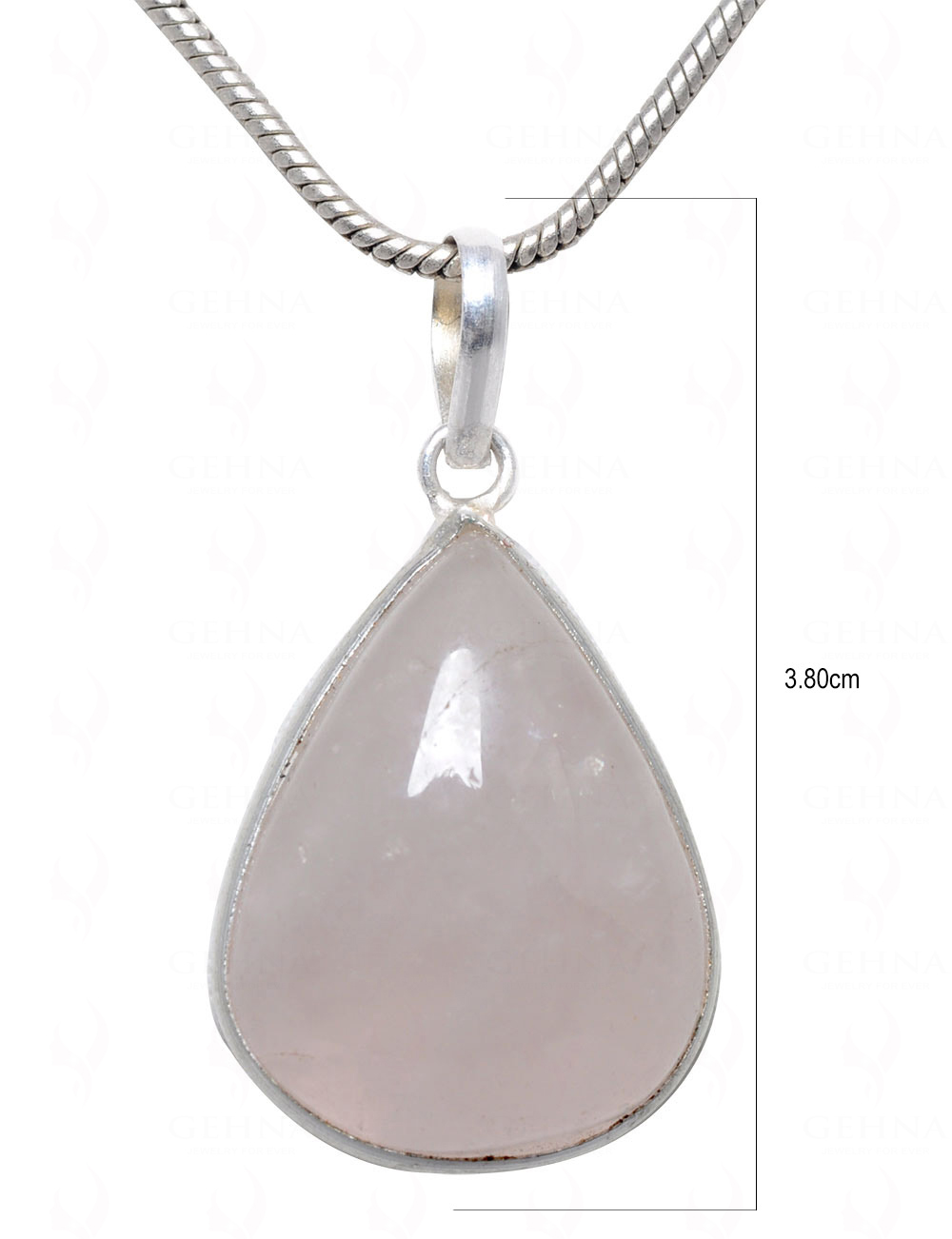 Rose Quartz Pear Shape Stone Studded Silver Plated Pendant GP4606