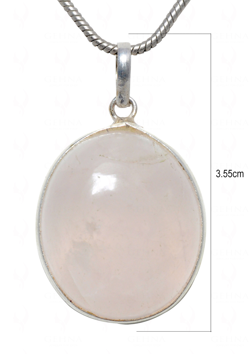 Rose Quartz Oval Shape Stone Studded Silver Plated Pendant GP4607