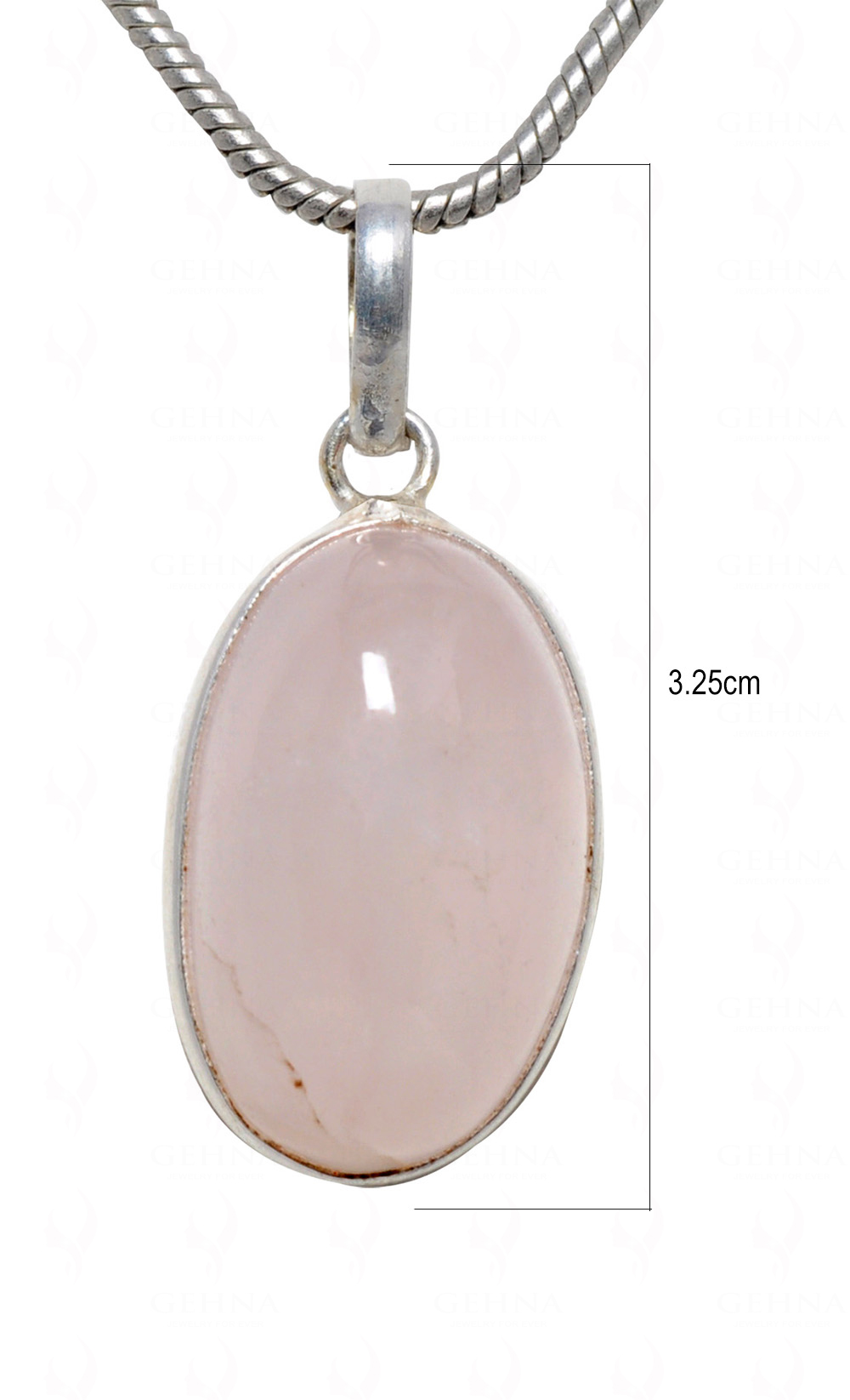 Rose Quartz Oval Shape Stone Studded Silver Plated Pendant GP4609