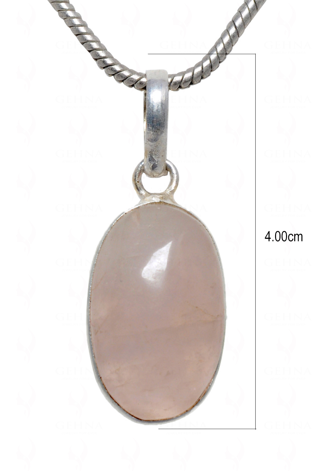 Rose Quartz Oval Shape Stone Studded Silver Plated Pendant GP4610