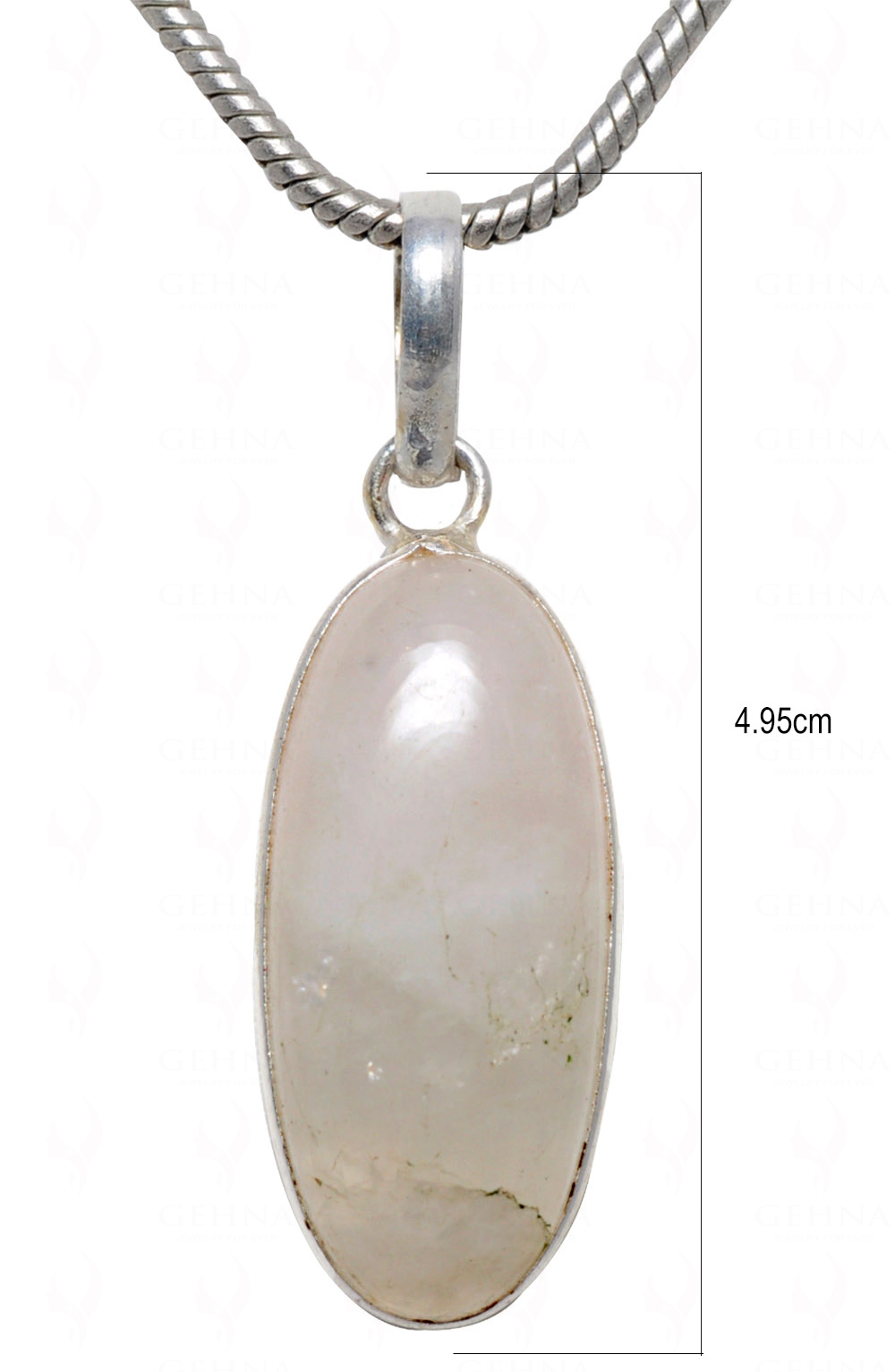 Rose Quartz Oval Shape Stone Studded Silver Plated Pendant GP4611