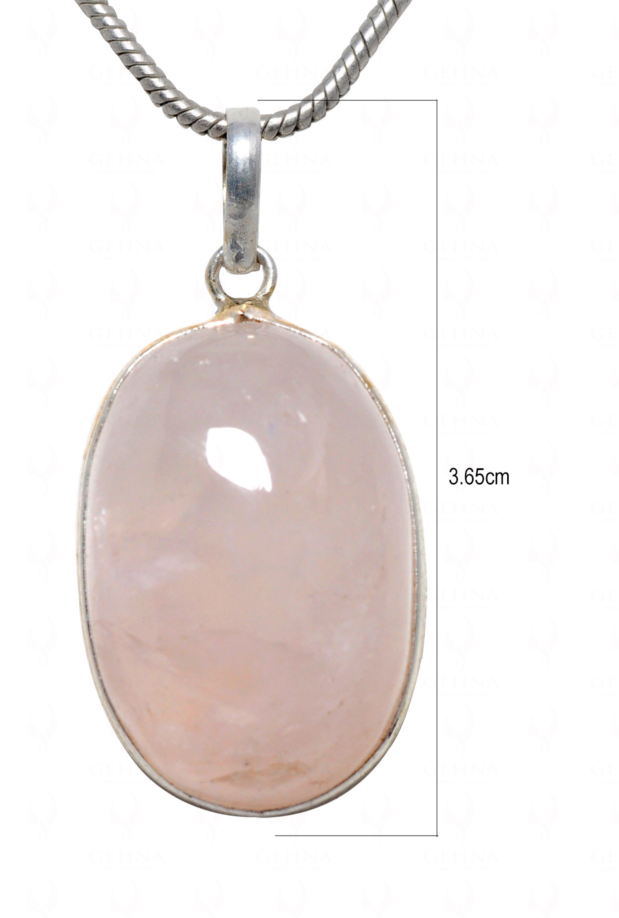 Rose Quartz Oval Shape Stone Studded Silver Plated Pendant GP4612