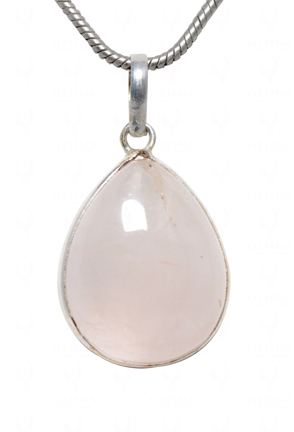 Rose Quartz Pear Shape Stone Studded Silver Plated Pendant GP4613