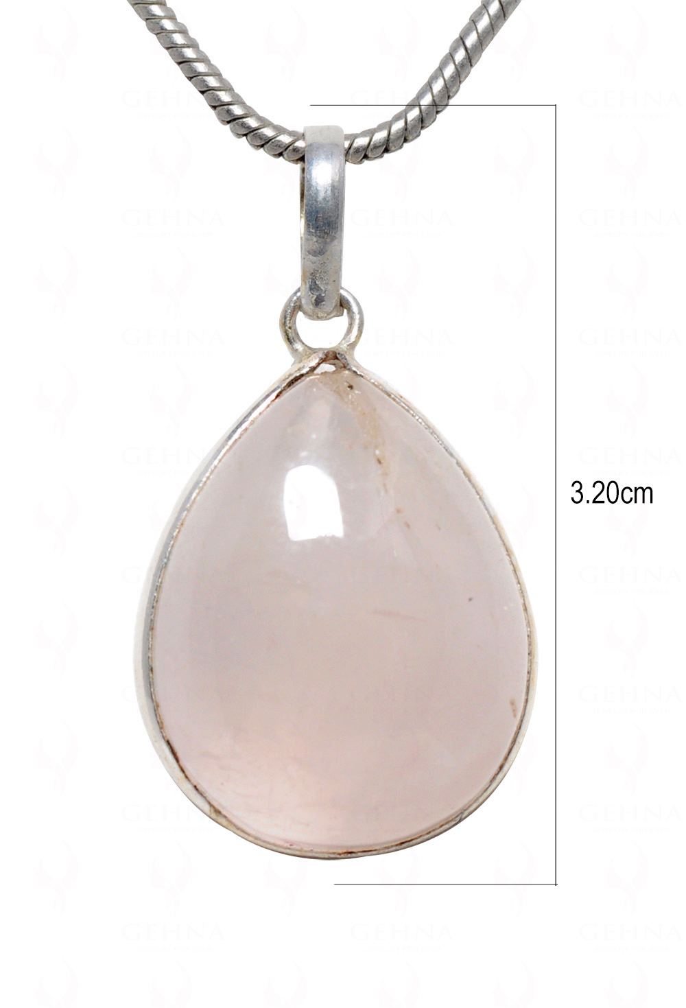 Rose Quartz Pear Shape Stone Studded Silver Plated Pendant GP4613