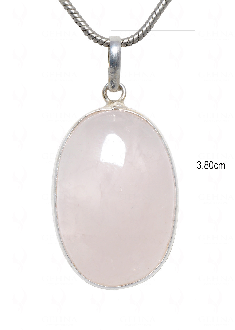 Rose Quartz Oval Shape Stone Studded Silver Plated Pendant GP4614