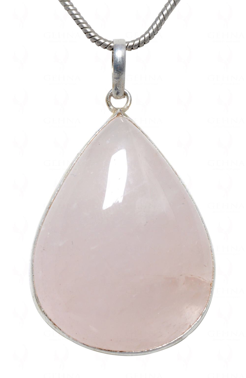 Rose Quartz Pear Shape Stone Studded Silver Plated Pendant GP4615