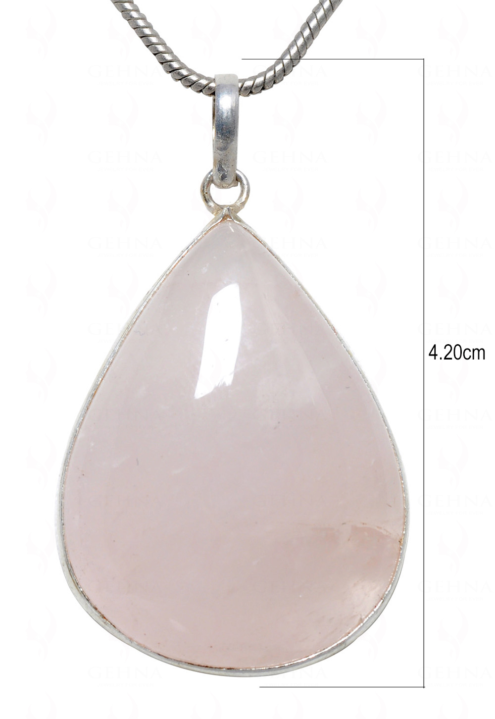 Rose Quartz Pear Shape Stone Studded Silver Plated Pendant GP4615