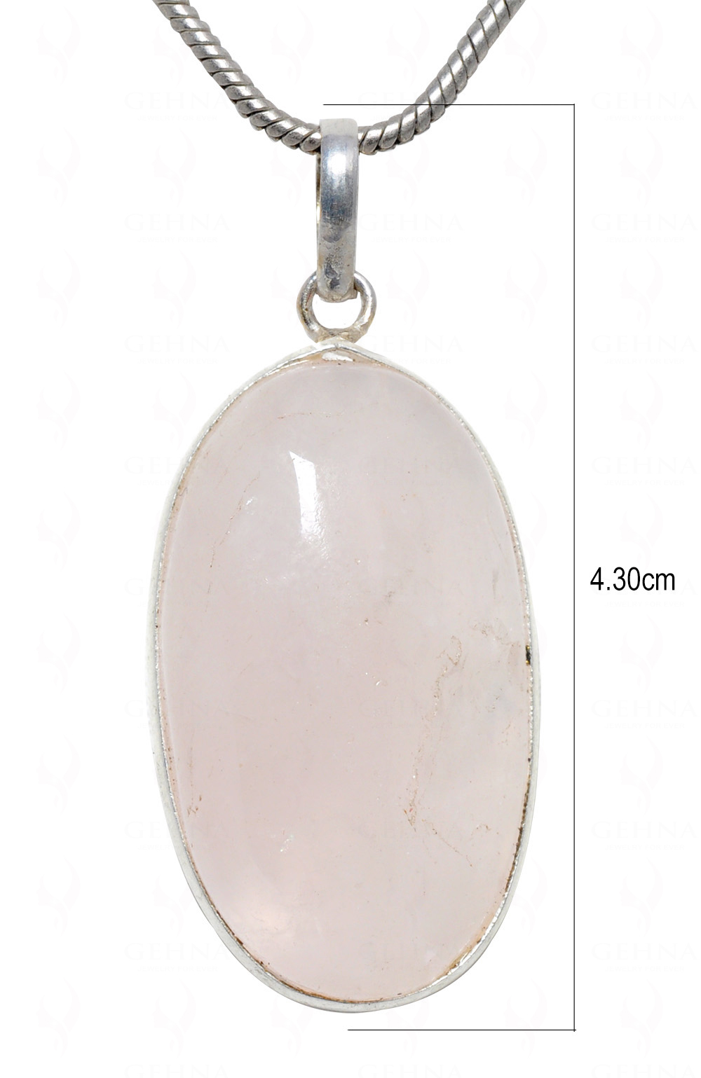 Rose Quartz Oval Shape Stone Studded Silver Plated Pendant GP4616