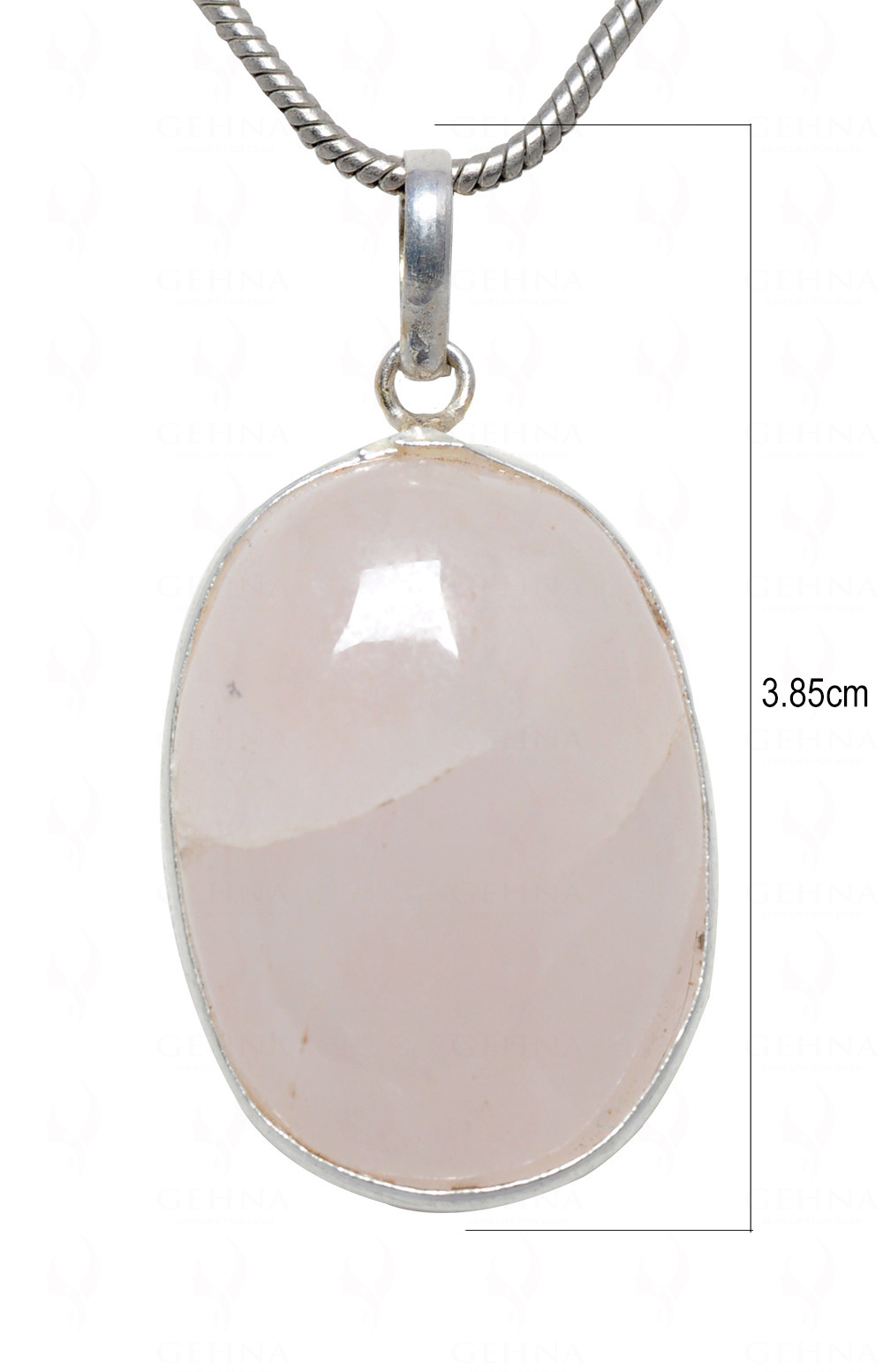 Rose Quartz Oval Shape Stone Studded Silver Plated Pendant GP4617