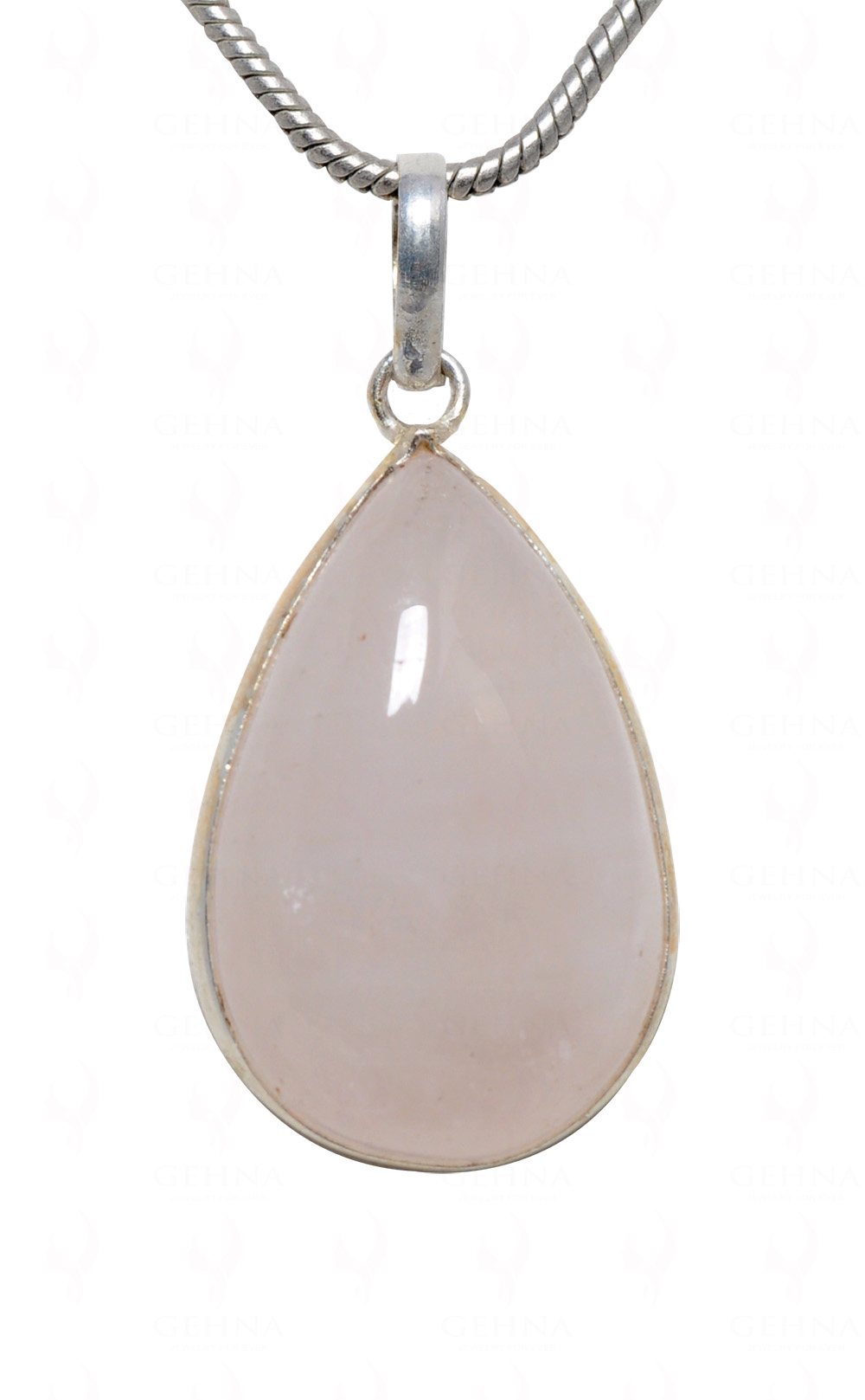 Rose Quartz Pear Shape Stone Studded Silver Plated Pendant GP4619