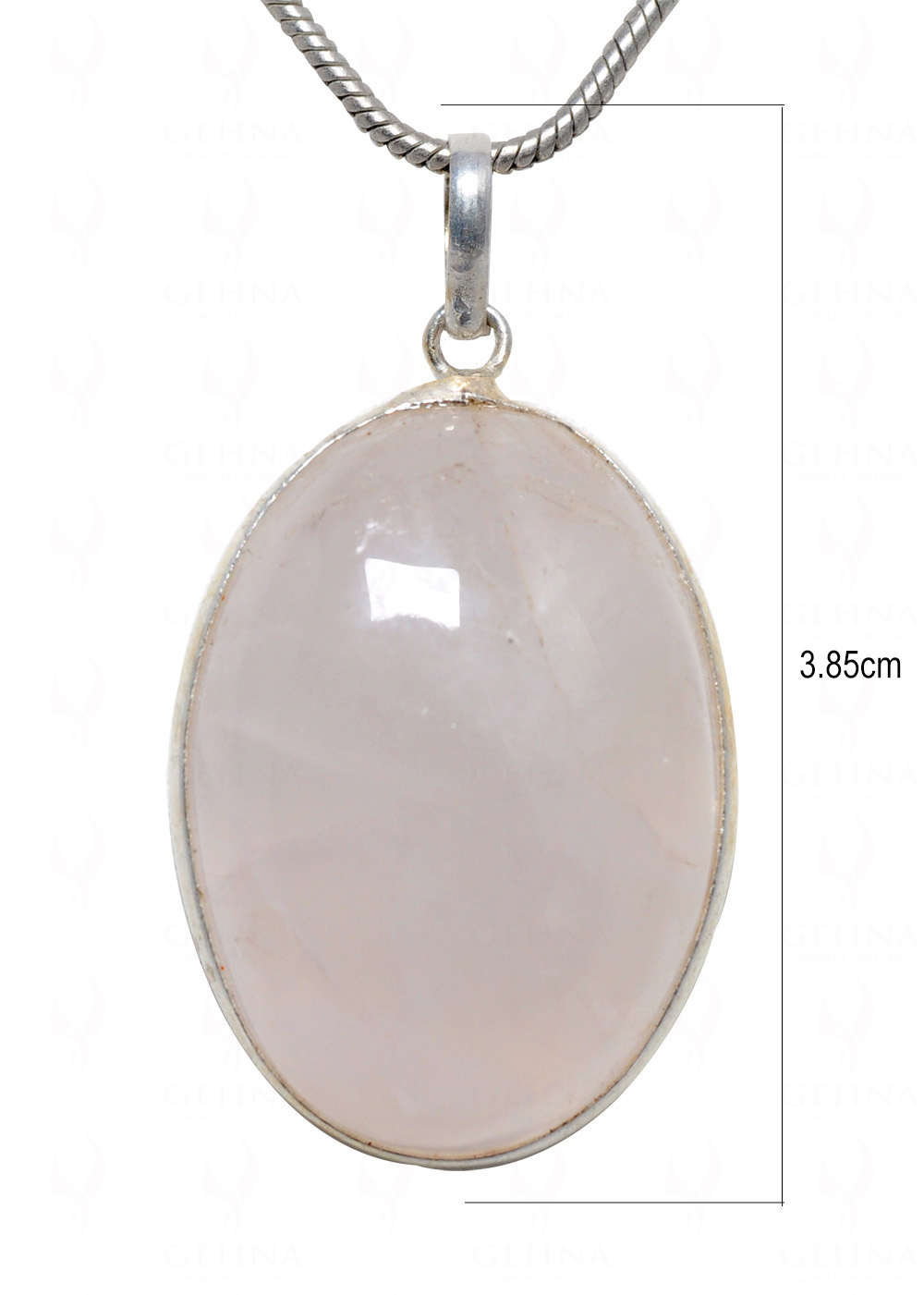 Rose Quartz Oval Shape Stone Studded Silver Plated Pendant GP4620