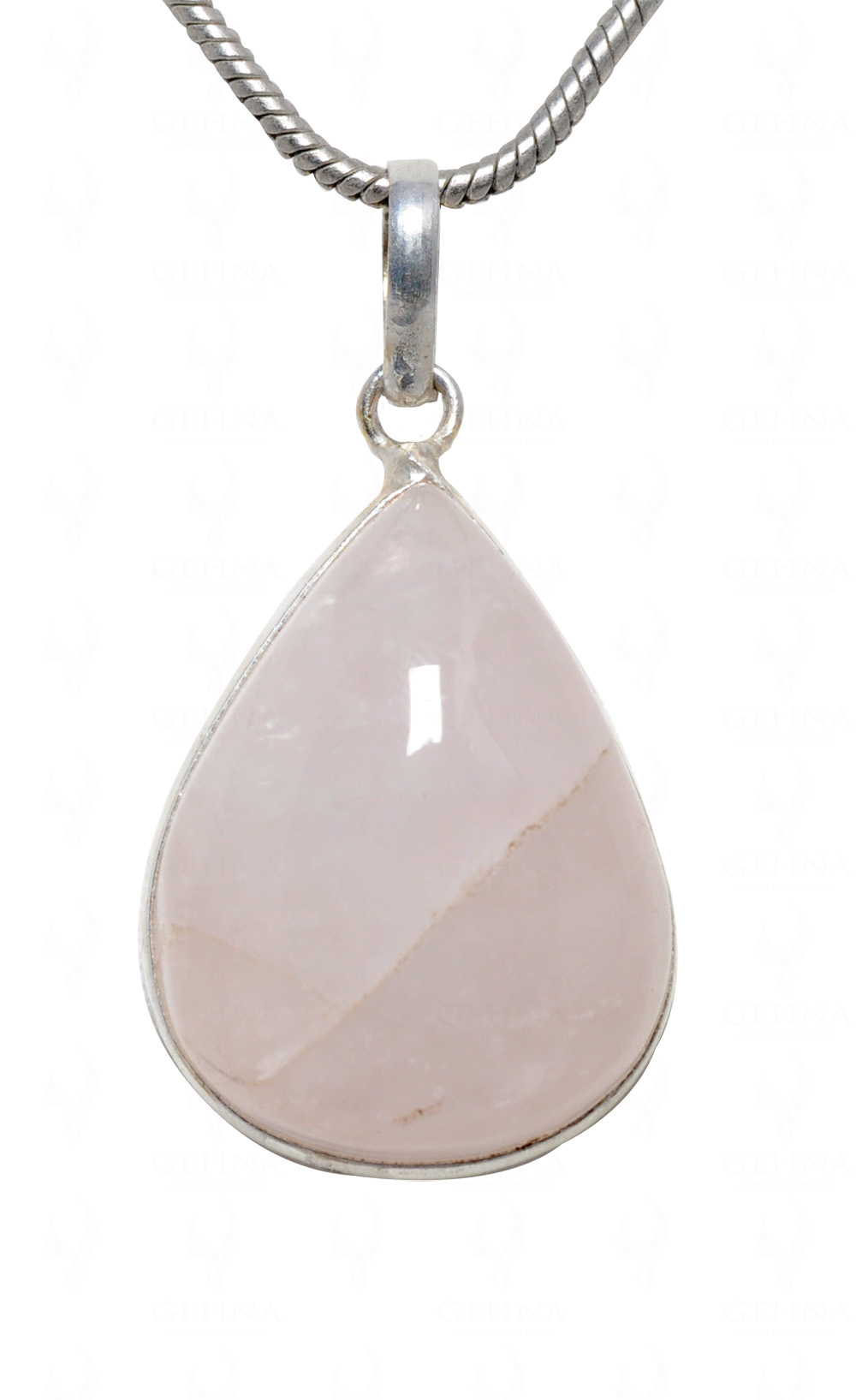 Rose Quartz Pear Shape Stone Studded Silver Plated Pendant GP4621