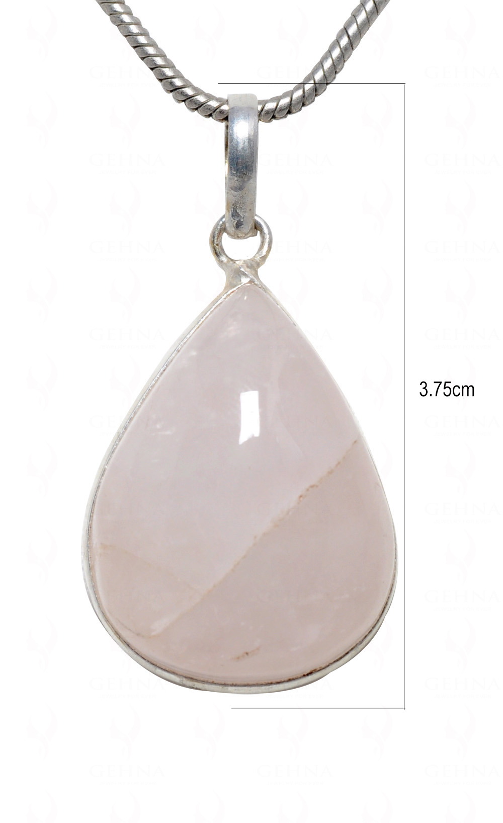 Rose Quartz Pear Shape Stone Studded Silver Plated Pendant GP4621