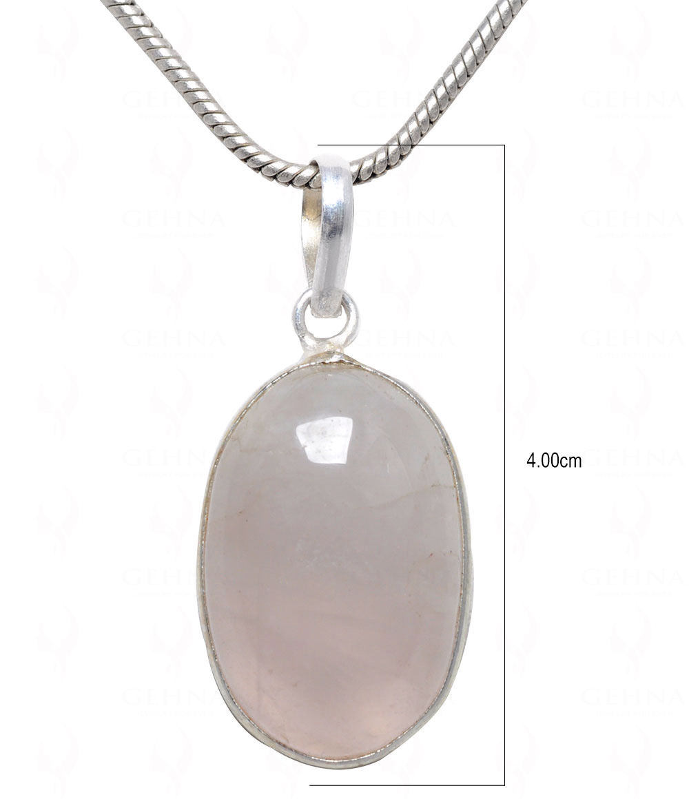 Rose Quartz Oval Shape Stone Studded Silver Plated Pendant GP4622