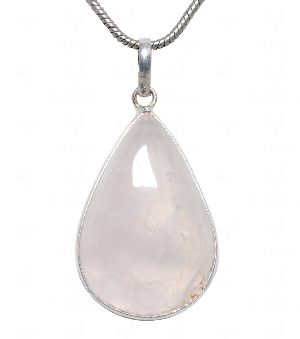 Rose Quartz Pear Shape Stone Studded Silver Plated Pendant GP4623