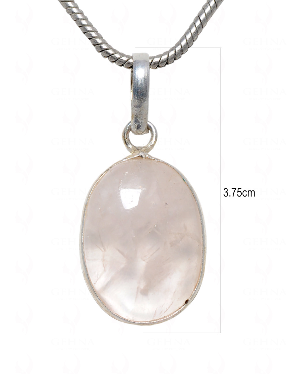 Rose Quartz Oval Shape Stone Studded Silver Plated Pendant GP4624