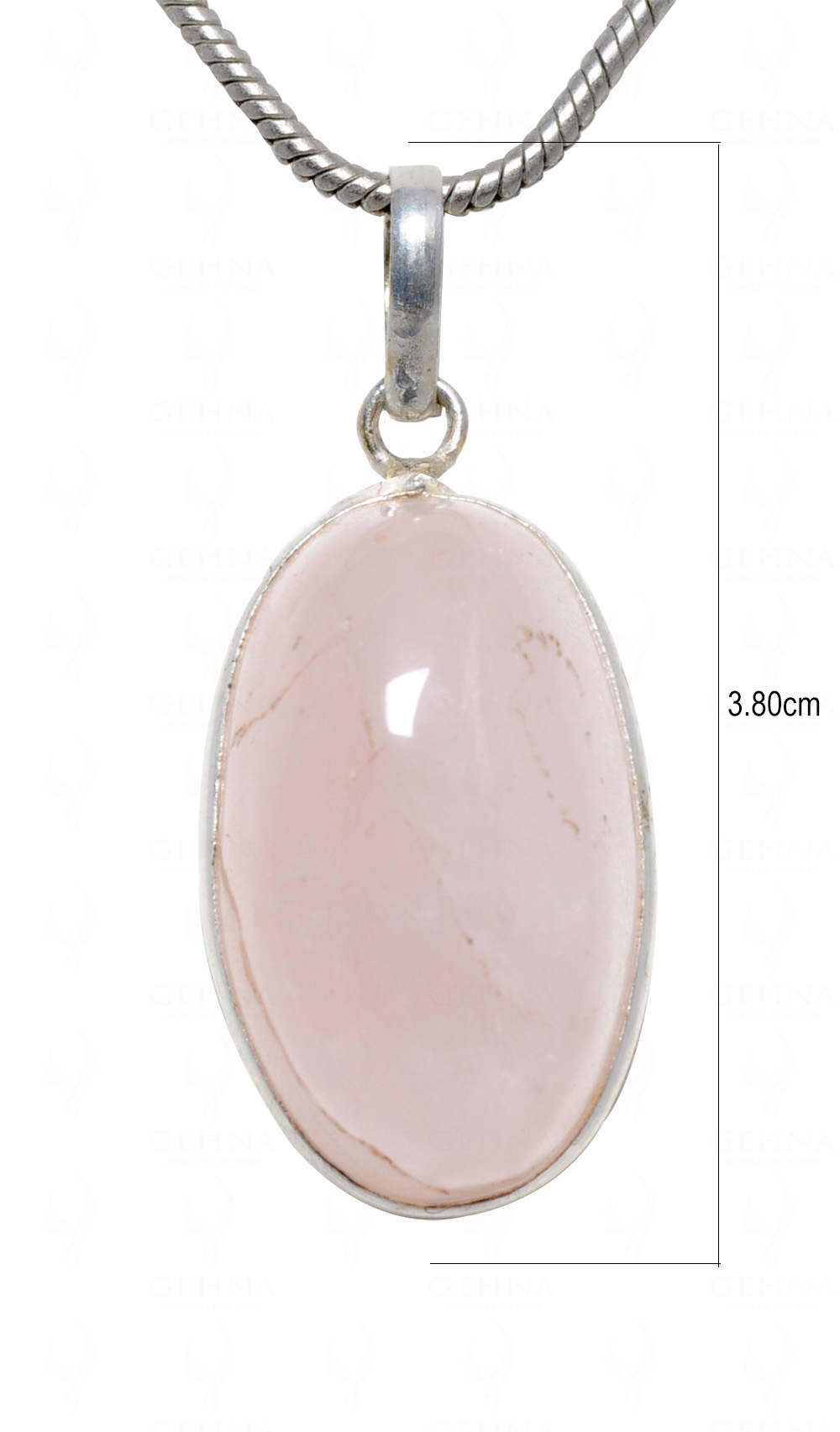 Rose Quartz Oval Shape Stone Studded Silver Plated Pendant GP4625