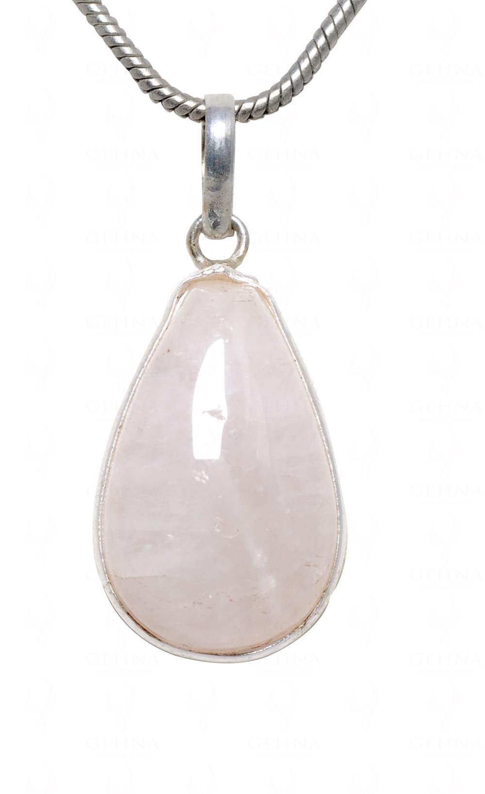 Rose Quartz Pear Shape Stone Studded Silver Plated Pendant GP4628