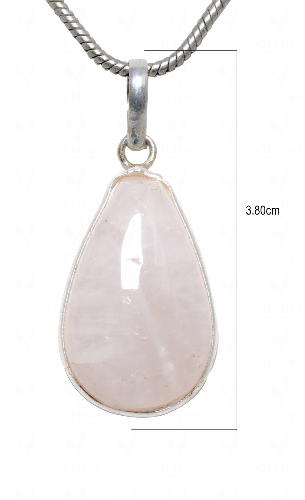 Rose Quartz Pear Shape Stone Studded Silver Plated Pendant GP4628