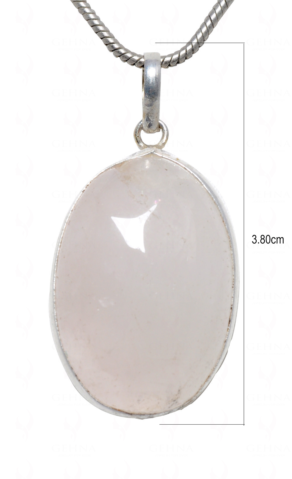 Rose Quartz Oval Shape Stone Studded Silver Plated Pendant GP4629