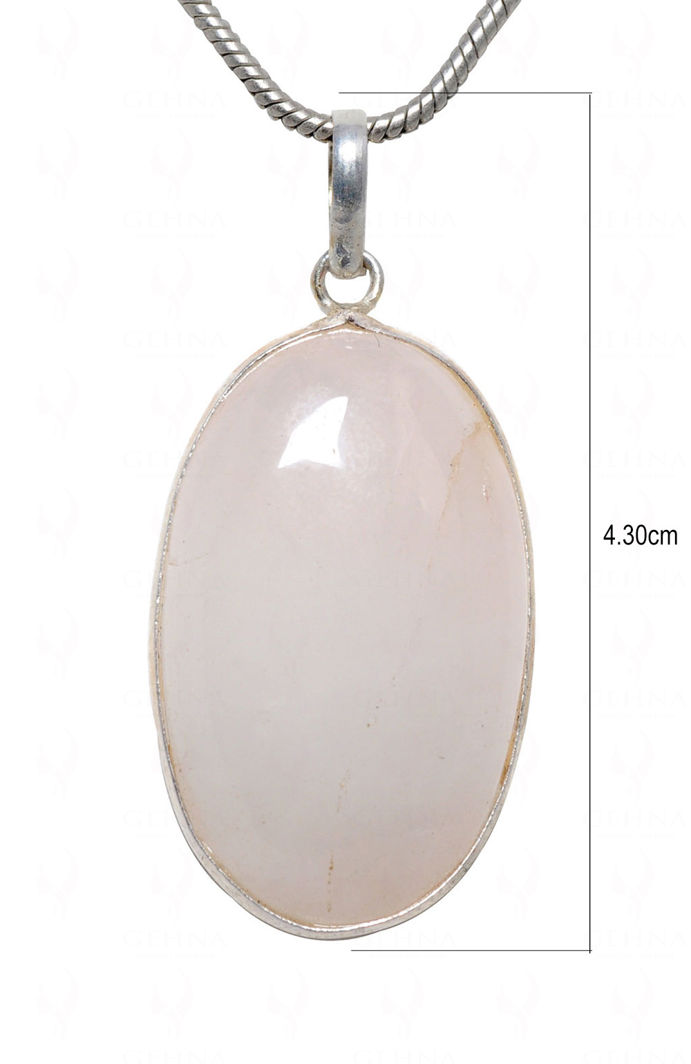 Rose Quartz Oval Shape Stone Studded Silver Plated Pendant GP4631