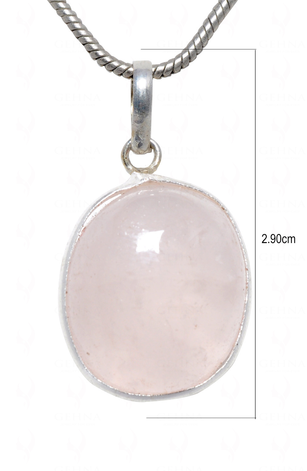 Rose Quartz Oval Shape Stone Studded Silver Plated Pendant GP4632