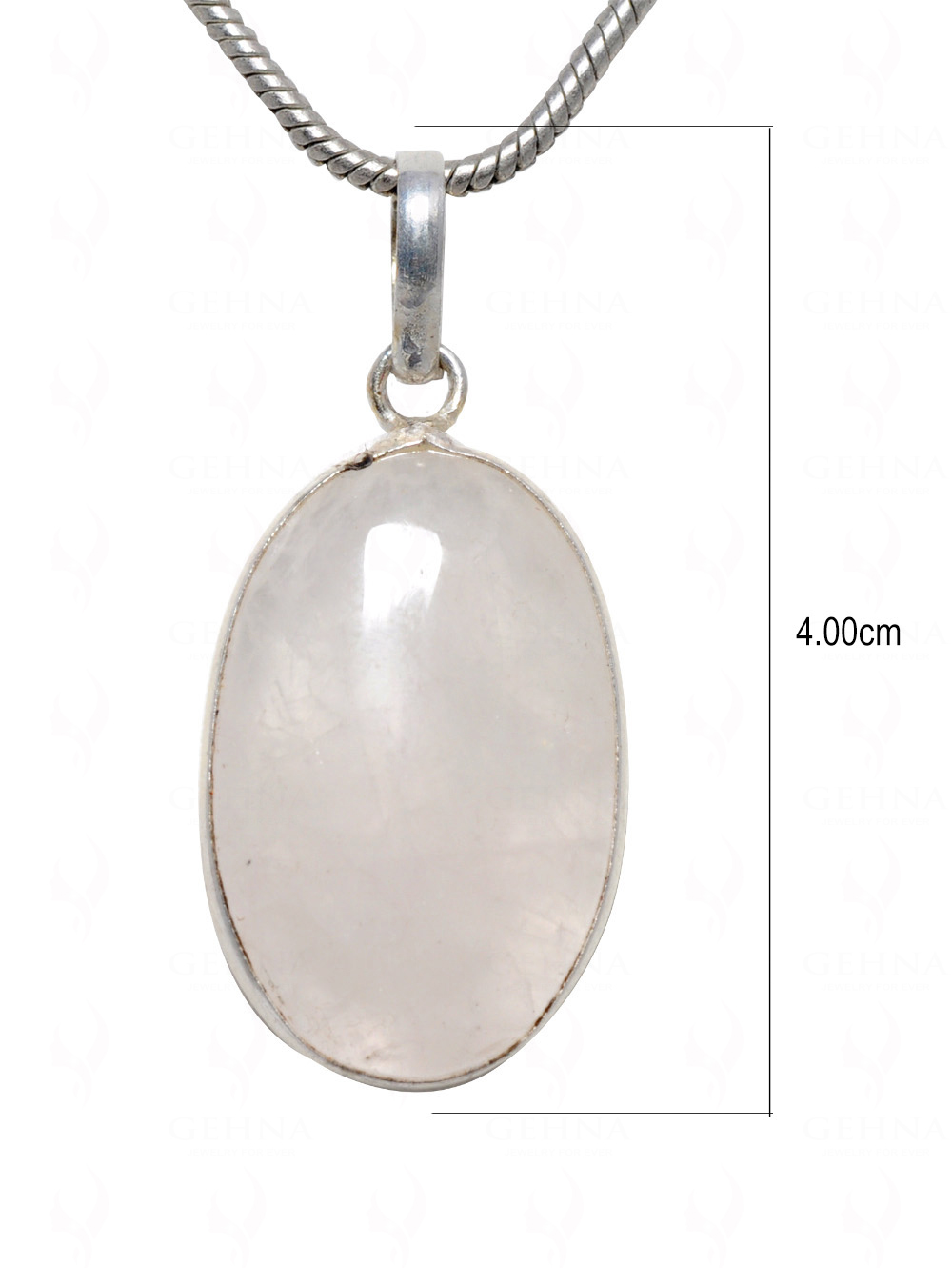 Rose Quartz Oval Shape Stone Studded Silver Plated Pendant GP4633