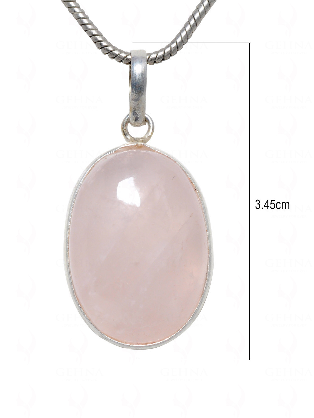 Rose Quartz Oval Shape Stone Studded Silver Plated Pendant GP4634