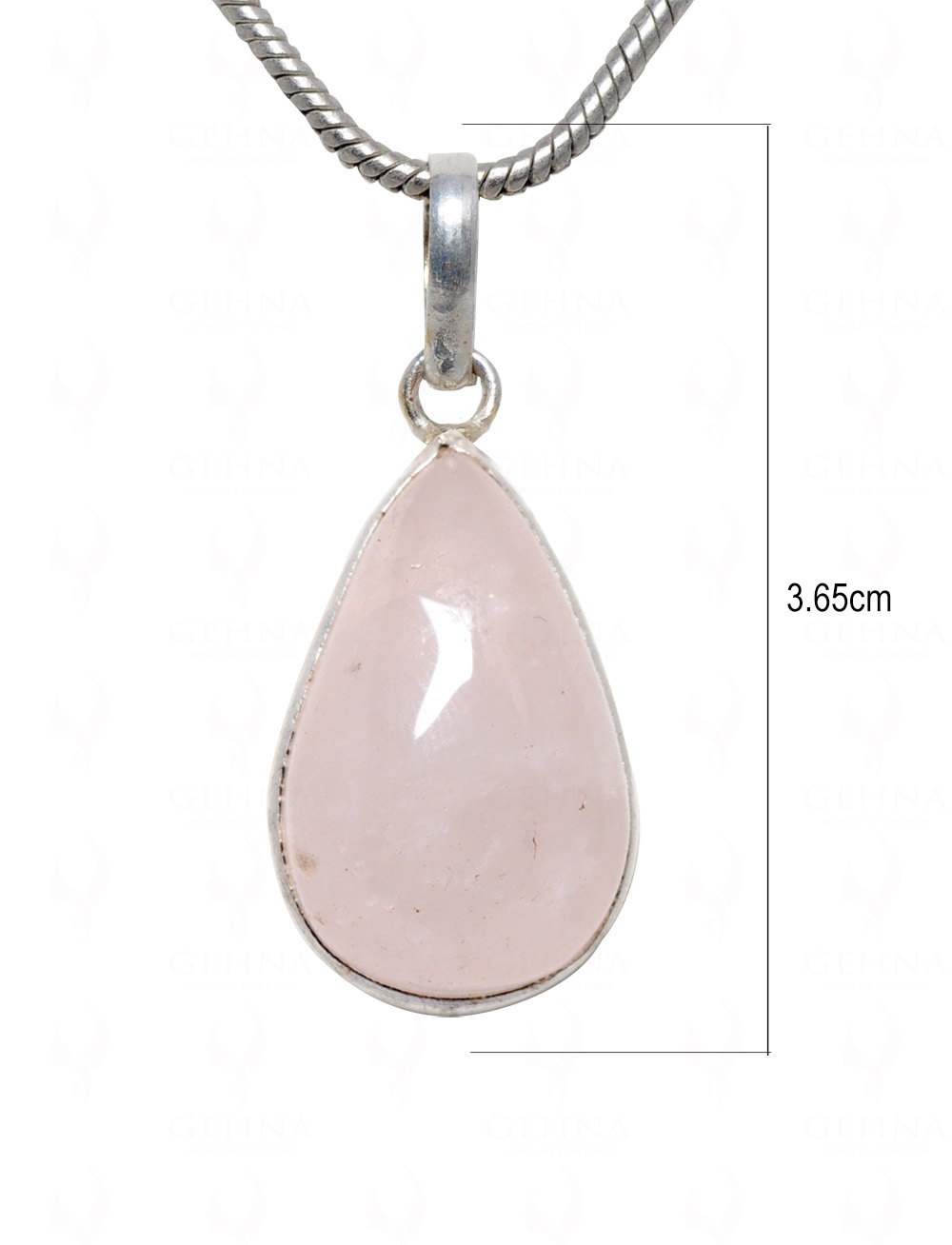 Rose Quartz Pear Shape Stone Studded Silver Plated Pendant GP4637