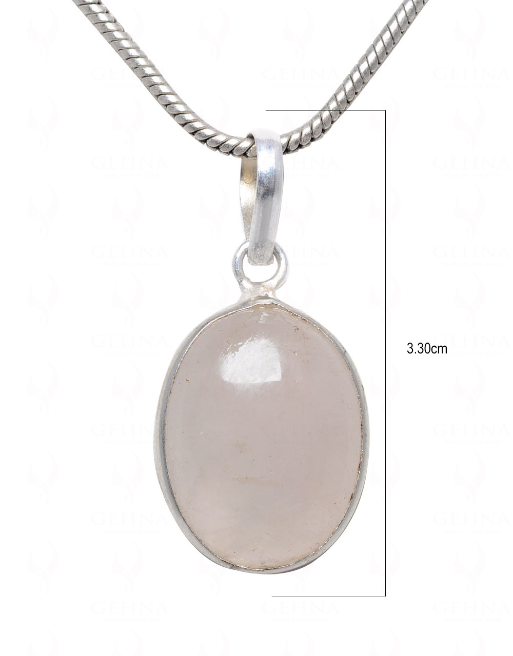 Rose Quartz Oval Shape Stone Studded Silver Plated Pendant GP4640