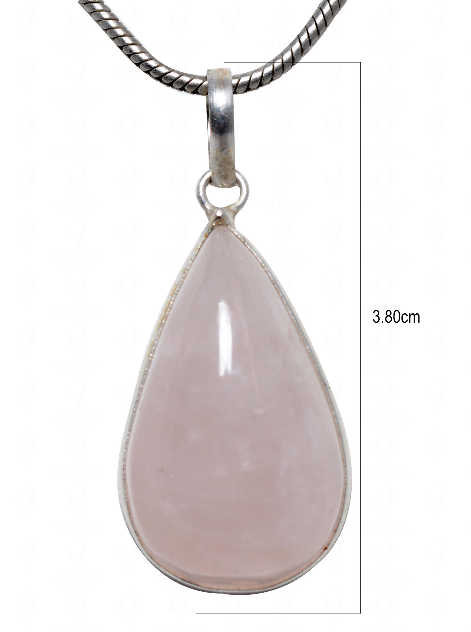 Rose Quartz Pear Shape Stone Studded Silver Plated Pendant GP4641