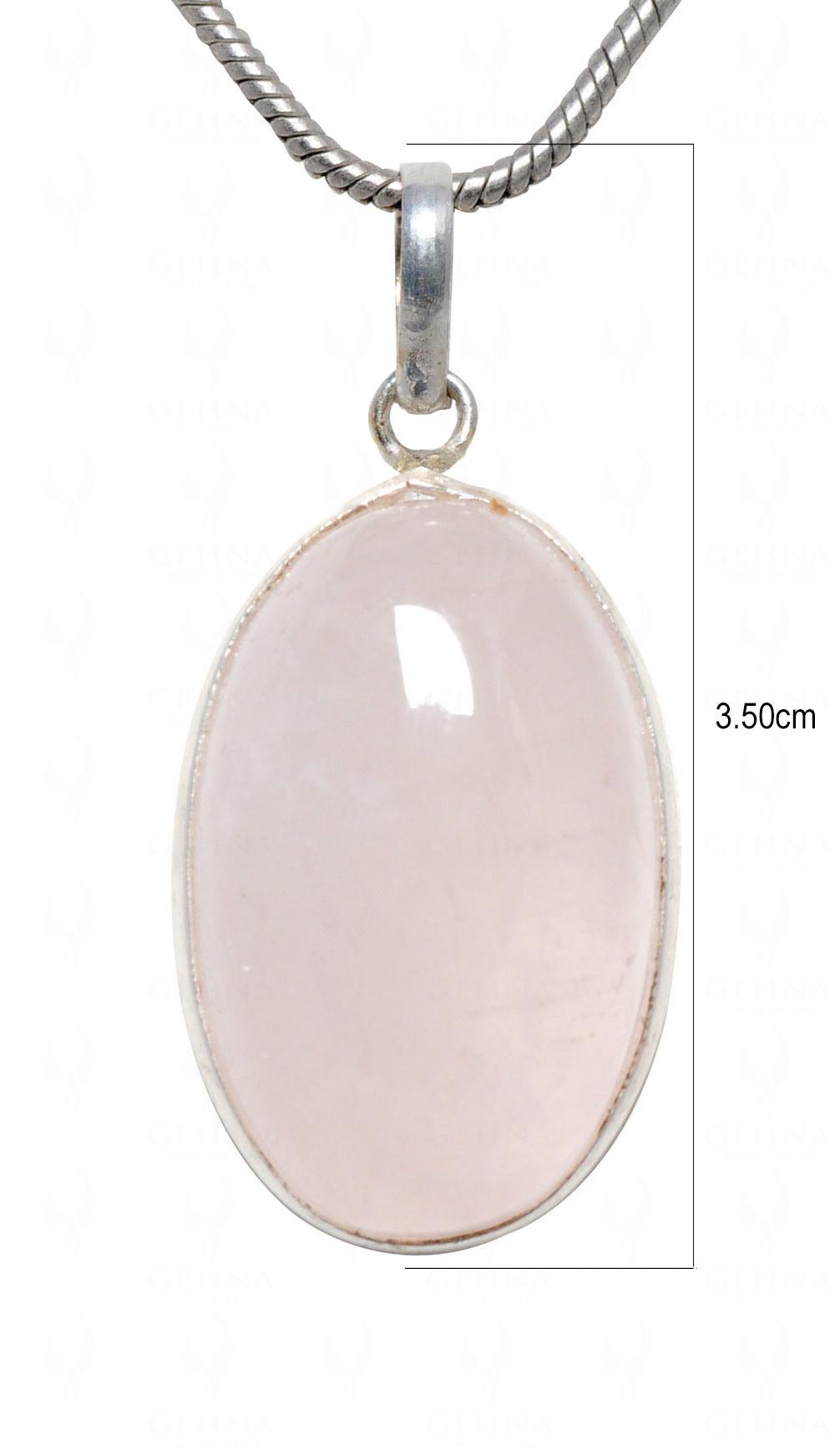 Rose Quartz Oval Shape Stone Studded Silver Plated Pendant GP4642