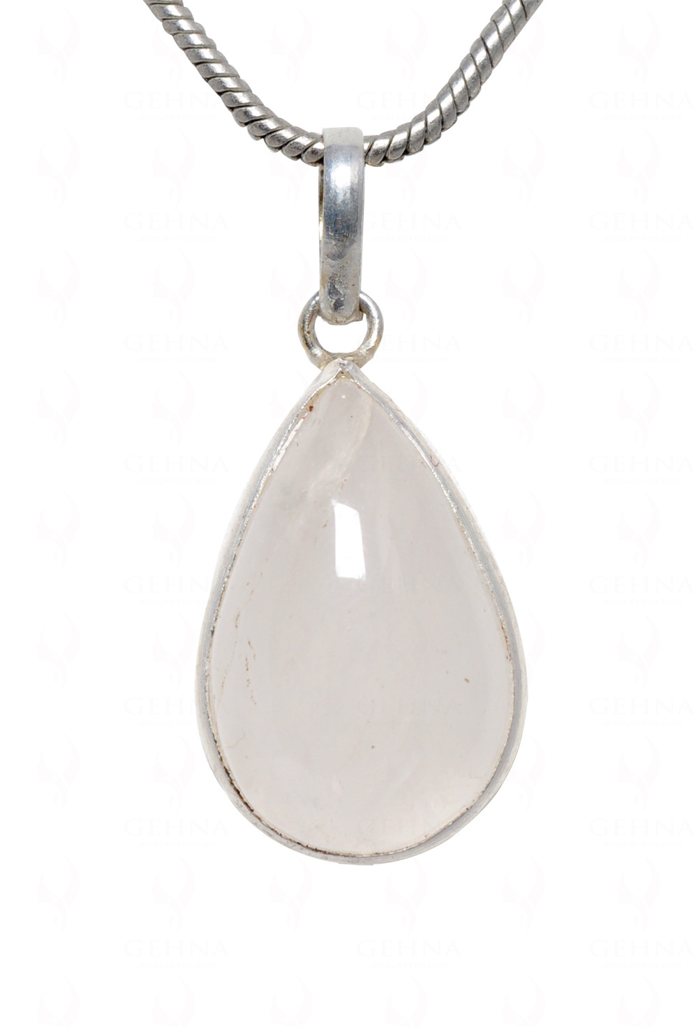 Rose Quartz Pear Shape Stone Studded Silver Plated Pendant GP4643