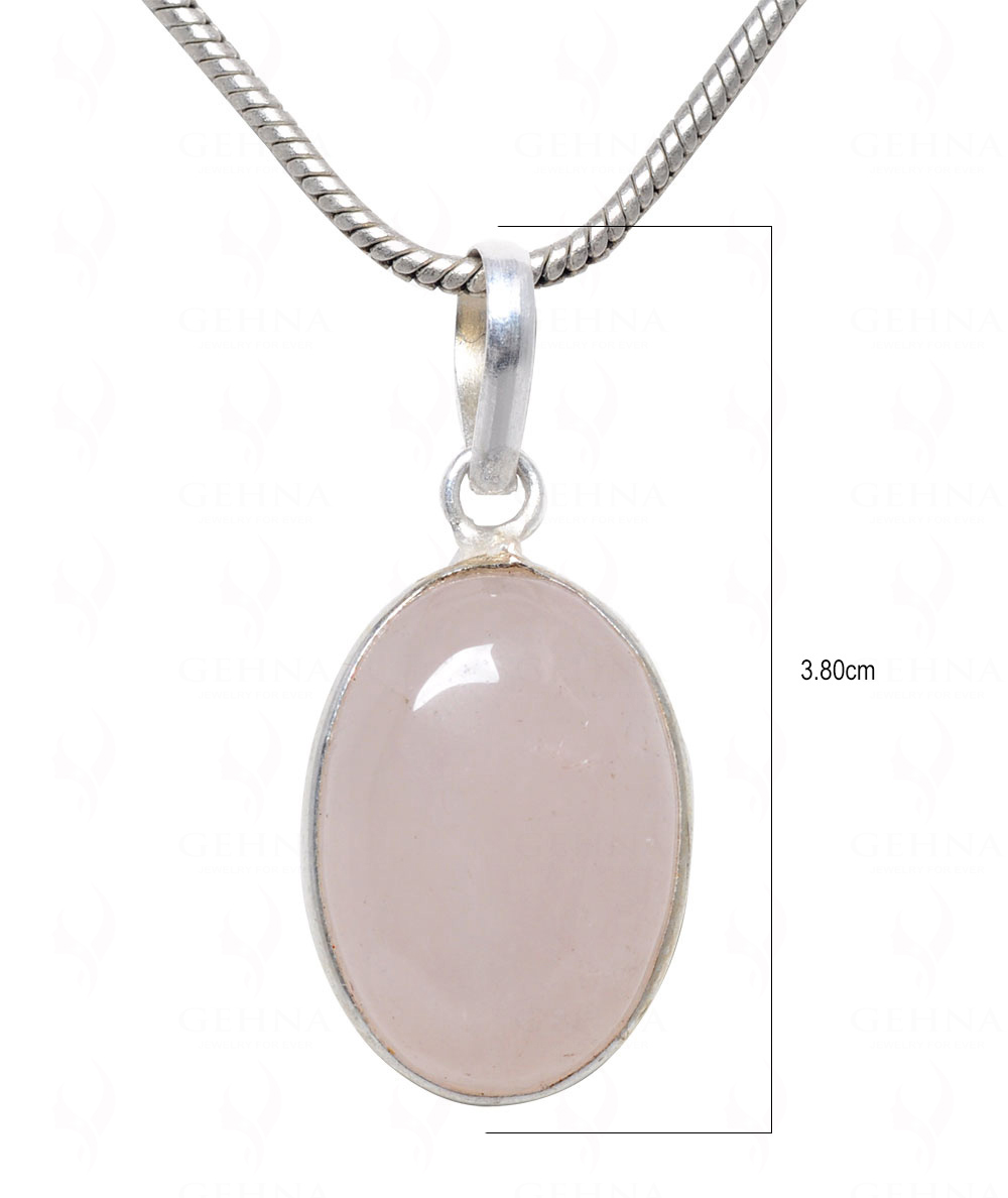 Rose Quartz Oval Shape Stone Studded Silver Plated Pendant GP4644