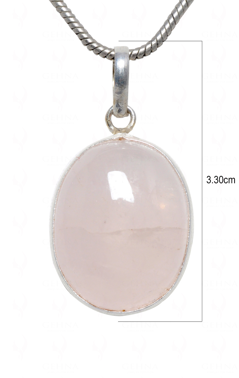 Rose Quartz Oval Shape Stone Studded Silver Plated Pendant GP4646