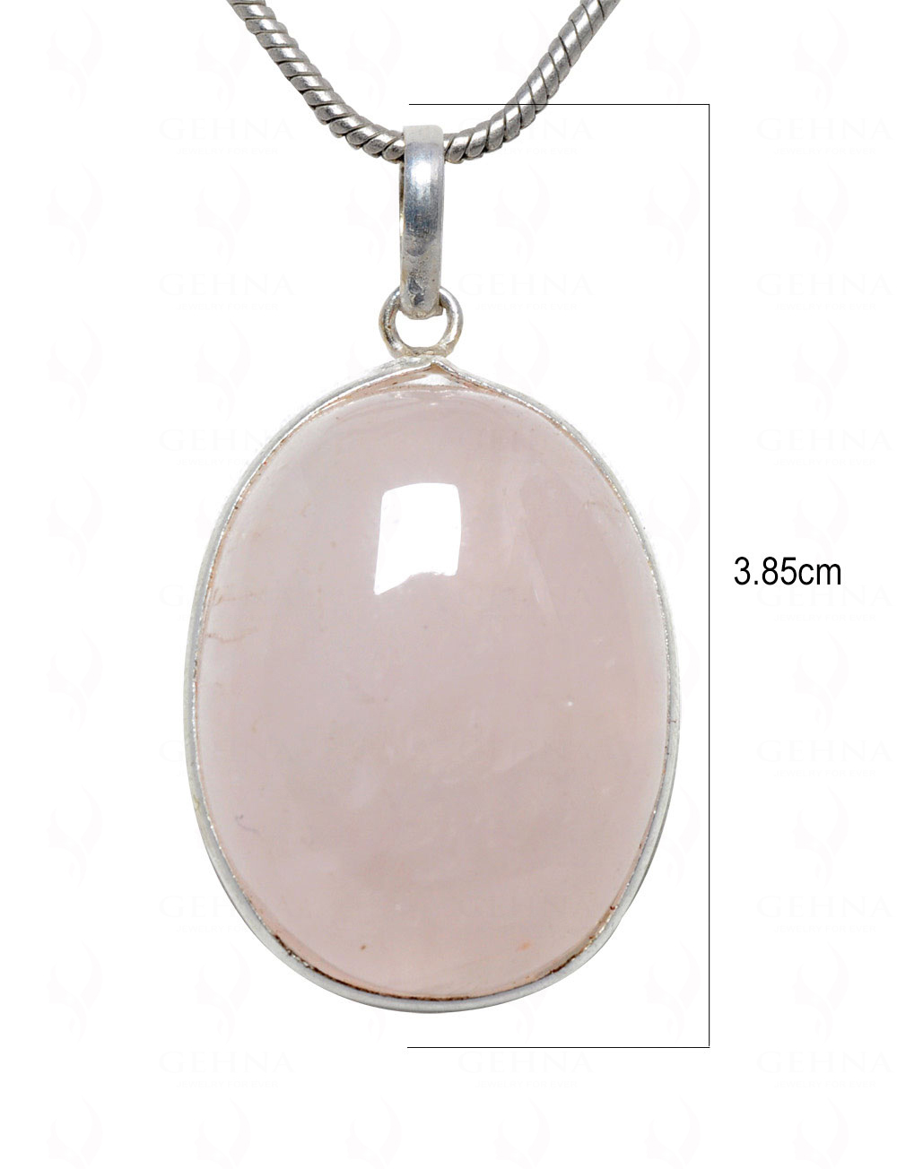 Rose Quartz Oval Shape Stone Studded Silver Plated Pendant GP4650