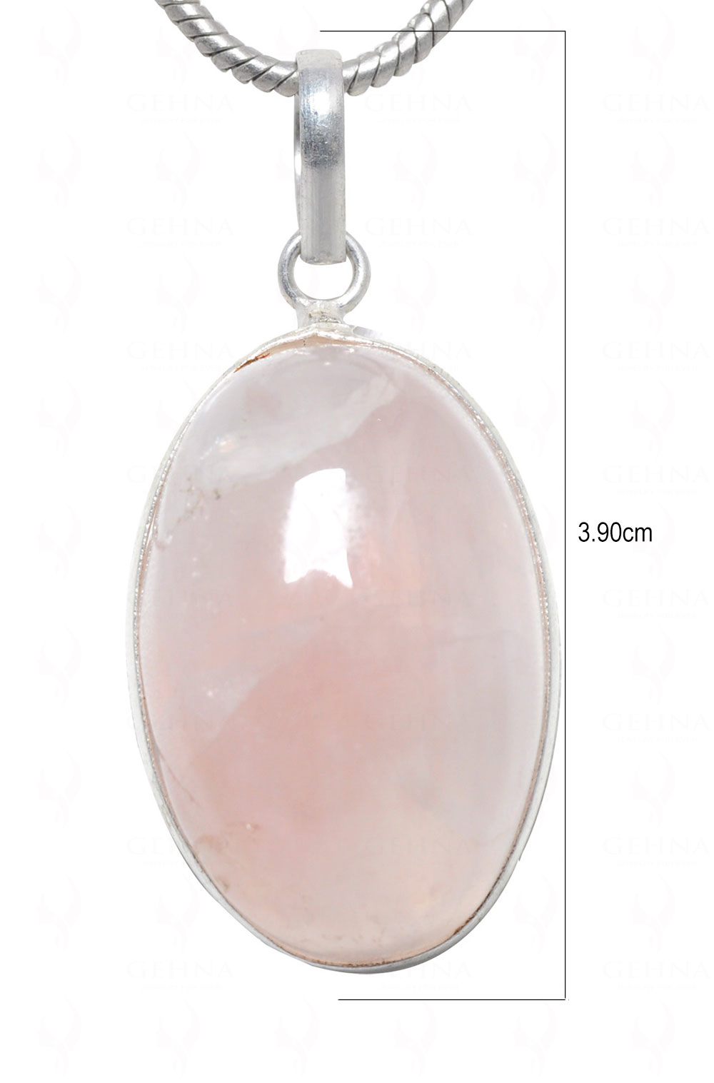 Pink Chalcedony Oval Shape Stone Studded Silver Plated Pendant GP4656