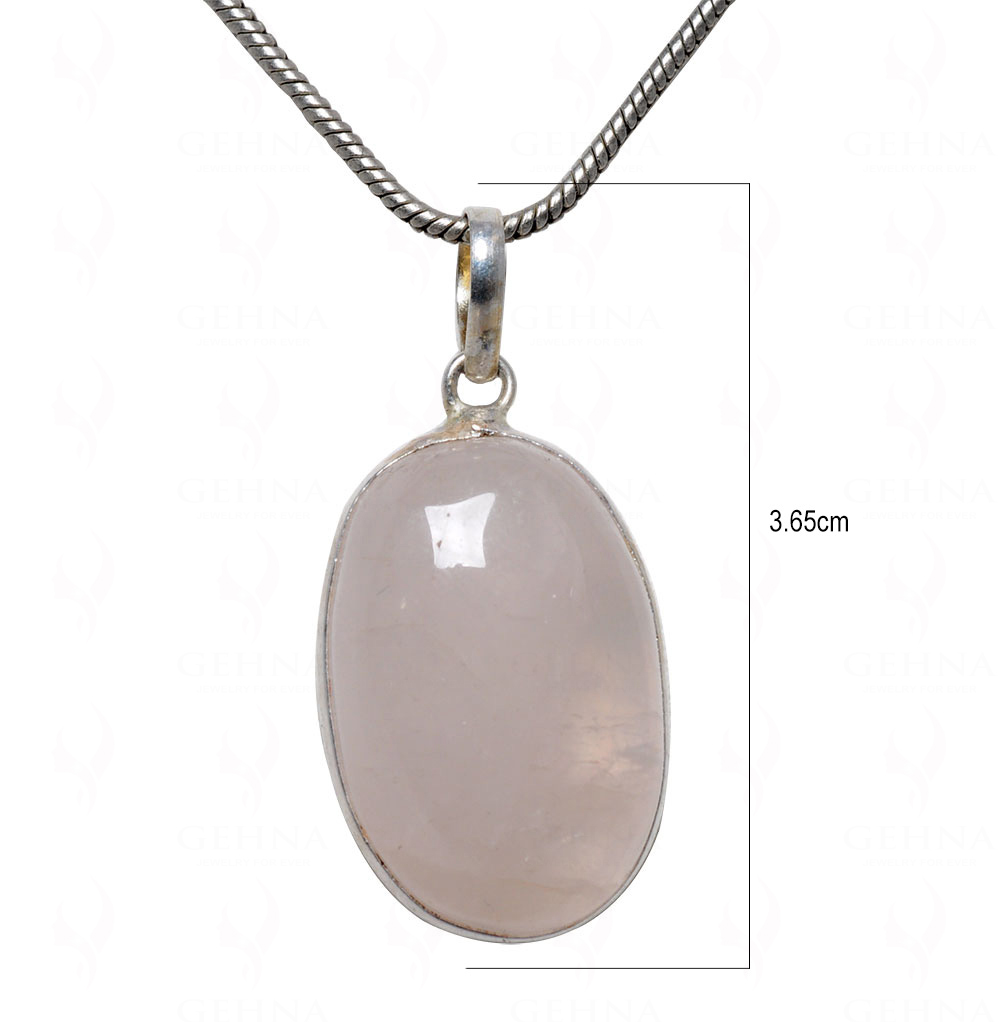 Rose Quartz Oval Shape Stone Studded Silver Plated Pendant GP4670