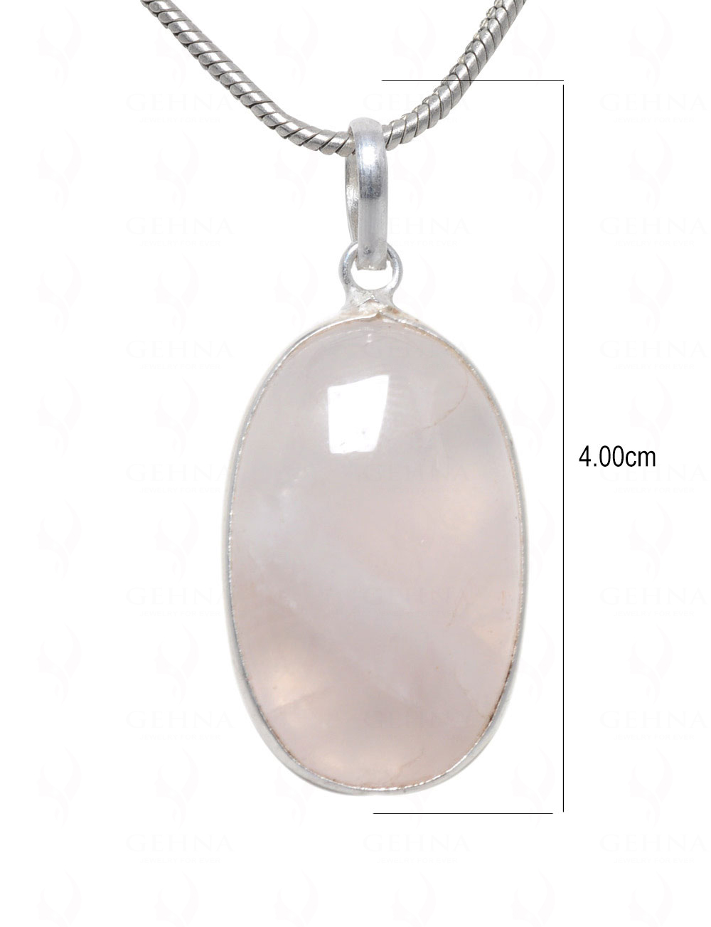 Rose Quartz Oval Shape Stone Studded Silver Plated Pendant GP4673