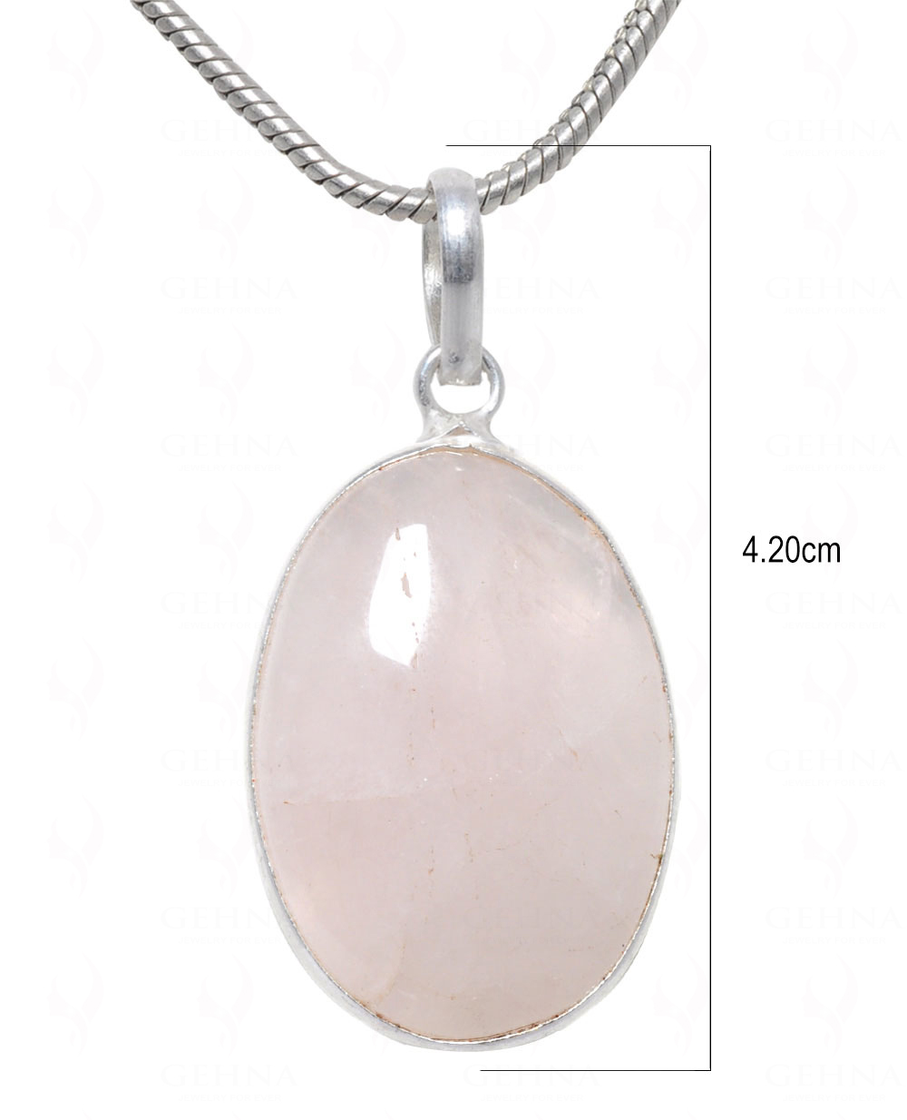 Pink Chalcedony Oval Shape Stone Studded Silver Plated Pendant GP4682
